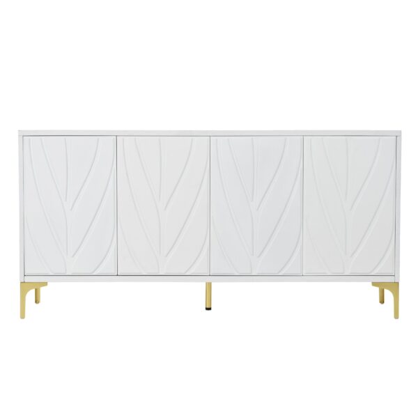 Creative Carved 4 Door Sideboard With Handleless Press To Open Design - White