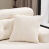 Ly 029B Convertible Chaise Sectional Sofa Full Compression Sponge Modular Couch Cloud 3 Seater Wood Grain Chenille 2 Pillows - Antique White - Image 14