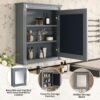 Wall Mounted Bathroom Storage Cabinet With Mirror, Medicine Cabinet With Height Adjustable Shelf, Over The Toilet Space Saver Cabinet - Gray - Image 5