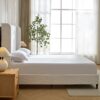 Harper - King Tall Headboard Upholstered Bed, High Headboard, Elegant Simplicity, No Box Spring Needed - Cream White - Image 8