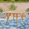 Hermosa - Outdoor Acacia Wood Table Circular Design - Teak - Image 6