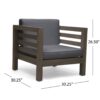 Outdoor Club Chair, Acacia Wood Patio Chair With Fabric Cushion For Backyard, Poolside, Garden Or Porch - Gray - Image 3