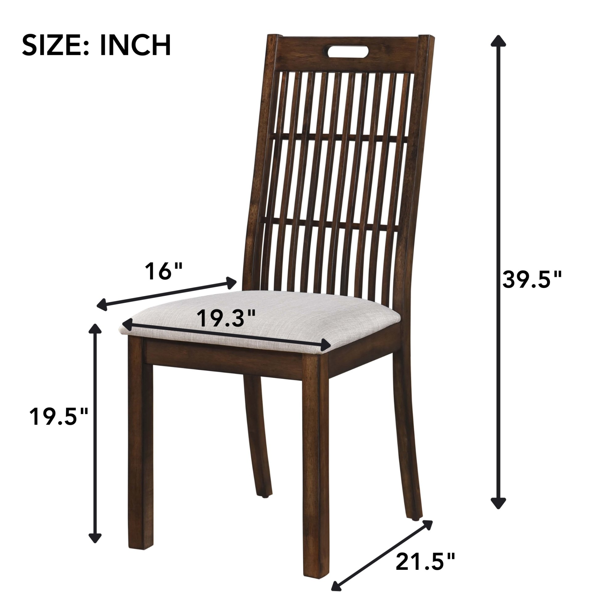 2 Pieces Set Dining Side Chair Rustic Modern Farmhouse Design Retro Design Easy To Assembly - Antique Dark Oak - Image 3