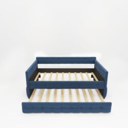 Upholstered Twin Size Daybed With Trundle, Velvet Fabric, No Box Spring Required, Comfortable And Simple Design Models - Blue