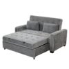 Upholstered Sleeper Bed Sofa With USB Charging, Adjustable Backrest, And Throw Pillows - Charcoal Gray - Image 15