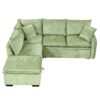 Convertible Sofa Bed Sectional Sofa Sleeper L-Shaped Sofa With A Storage Ottoman, Two Pillows, Two Power Sockets And Two USB Ports For Living Room - Green - Image 9