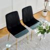 Modern Light Luxury Dining Chair With Gold Metal Legs (Set of 4) - Black - Image 10