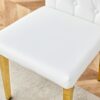 Elegant Vintage Armless Dining Chairs Set With Grid Design And Metal Legs (Set of 4) - White / Gold - Image 11