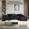Modern 6 Piece Modular U Shaped Sectional Sofa With Chaise Lounge Corduroy - Black - Image 6