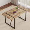 Contemporary Minimalist Retro Rectangular Dining Table With Textured Wood Top And Black Metal Legs - Black / Wood - Image 2