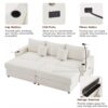 Modern Style 3 Seater Sofa Sectional Sofa Couch With Storage Space, Two Movable Ottomans, Two USB Ports, Two Cup Holders, A Phone Holder For Living Room - Beige - Image 18