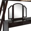 Full Loft Bed With U Shaped Desk, Storage Compartments And Tri Fold Mirror - Espresso - Image 12