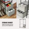 Acacia Wood Garment Rack With Shelves, 2 Wicker Drawers, 4 Hooks, Heavy Duty Closet Organizer - Light Gray - Image 7