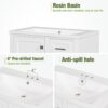 Bathroom Vanity, Modern Bathroom Cabinet With Sink Combo Set, Bathroom Storage Cabinet With A Soft Closing Door And 3 Drawers, Solid Wood Frame, Resin Basin - White - Image 9