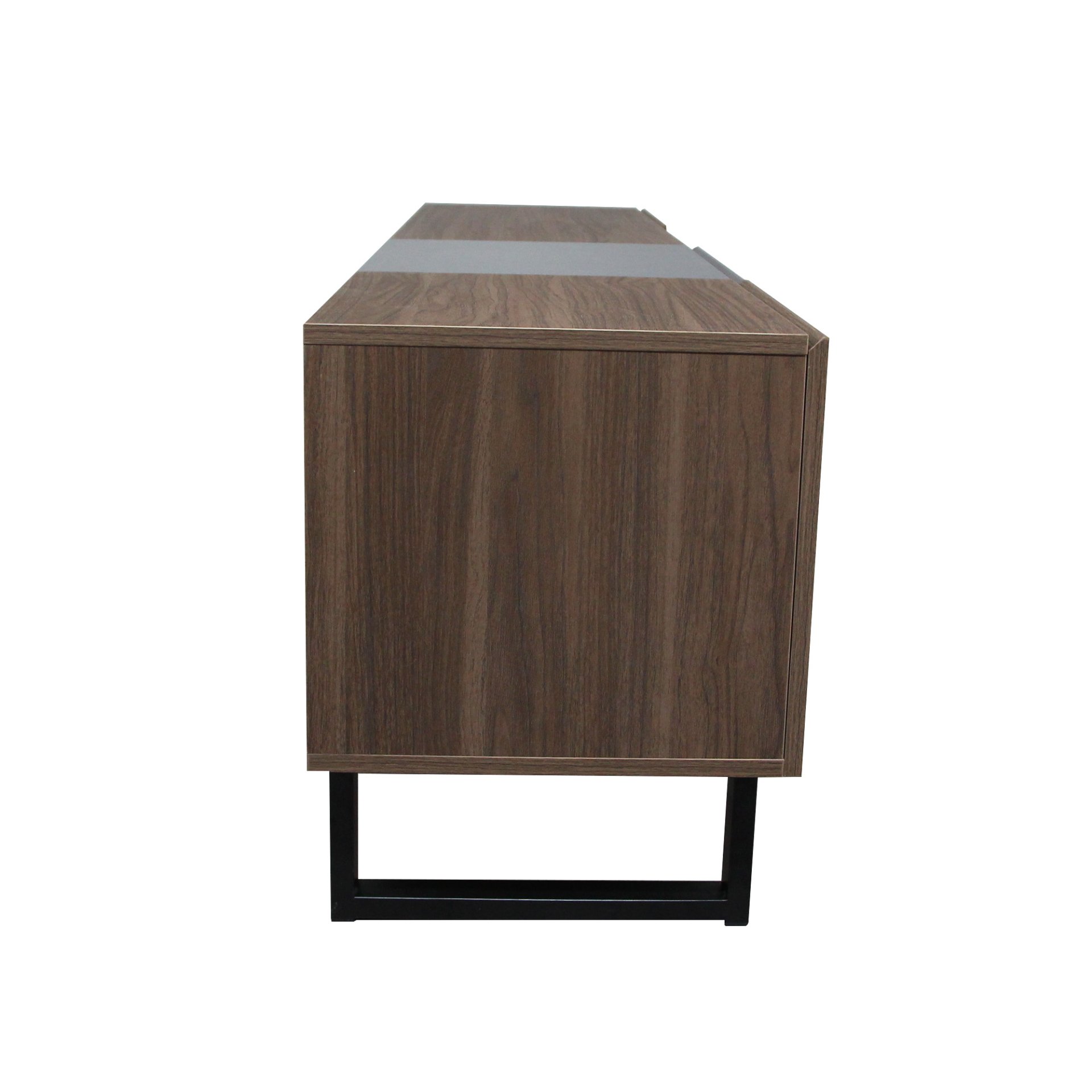 Modern TV With 3 Cabinets & Open Shelves, Color-Matching Media Console Table For Tvs Up To 80'', Entertainment Center With Drop Down Door For Living Room - Dark Brown - Image 17