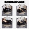 Giant Bean Bag Couch, Ultra Soft Fluffy Loveseat For Living Room Reading Chair With Pillows - Black - Image 6