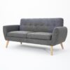 Mid Century Modern Loveseat Sofa With Button Tufted Backrest - Dark Gray - Image 7