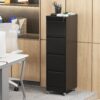 Heavy Duty Metal 4 Drawer Locking Vertical File Cabinet With Wheels For Home & Office - Brushed Nickel - Image 4