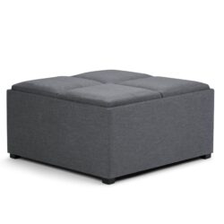 Avalon - Square Coffee Table Storage Ottoman - Slate Gray