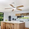 Indoor Modern 52" Ceiling Fan With Dimmable 6 Speed Wind 5 Blades Remote Control Reversible Dc Motor With LED Light - White - Image 2