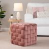 Square Braided Ottoman - Blush Pink - Image 5