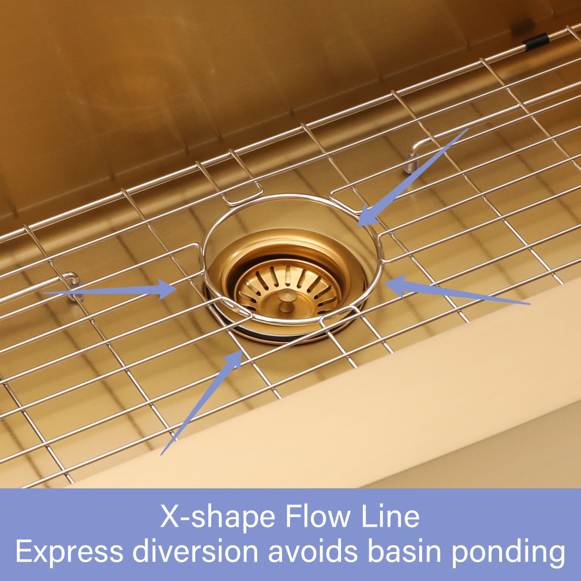 Farmhouse Sink 30" Kitchen Sink Stainless Steel 16 Gauge Apron Front - Gold - Image 6