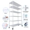20" 6 Tier 6000Lbs Capacity Nsf Metal Shelf Wire Shelving Unit, Heavy Duty Adjustable Storage Rack With Wheels & Shelf Liners For Commercial Grade Utility Steel Storage Rack - White - Image 2