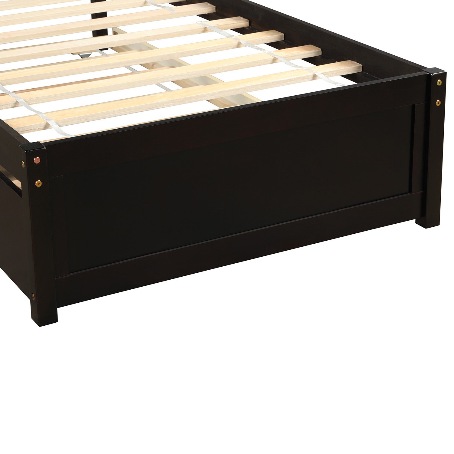 Twin Size Platform Bed Frame With Trundle - Espresso - Image 5
