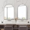 Arched Recessed Medicine Cabinet, Metal Framed Bathroom Wall Cabinet With Mirror And Adjustable Shelves, Wall Mirror With Storage For Bathroom - Matte Black - Image 6