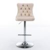 Swivel Velvet Barstools Adjusatble Seat Height From 25-33", Modern Upholstered Chrome Base Bar Stools With Backs Comfortable Tufted For Home Pub And Kitchen Island (Set of 2) - Beige - Image 5