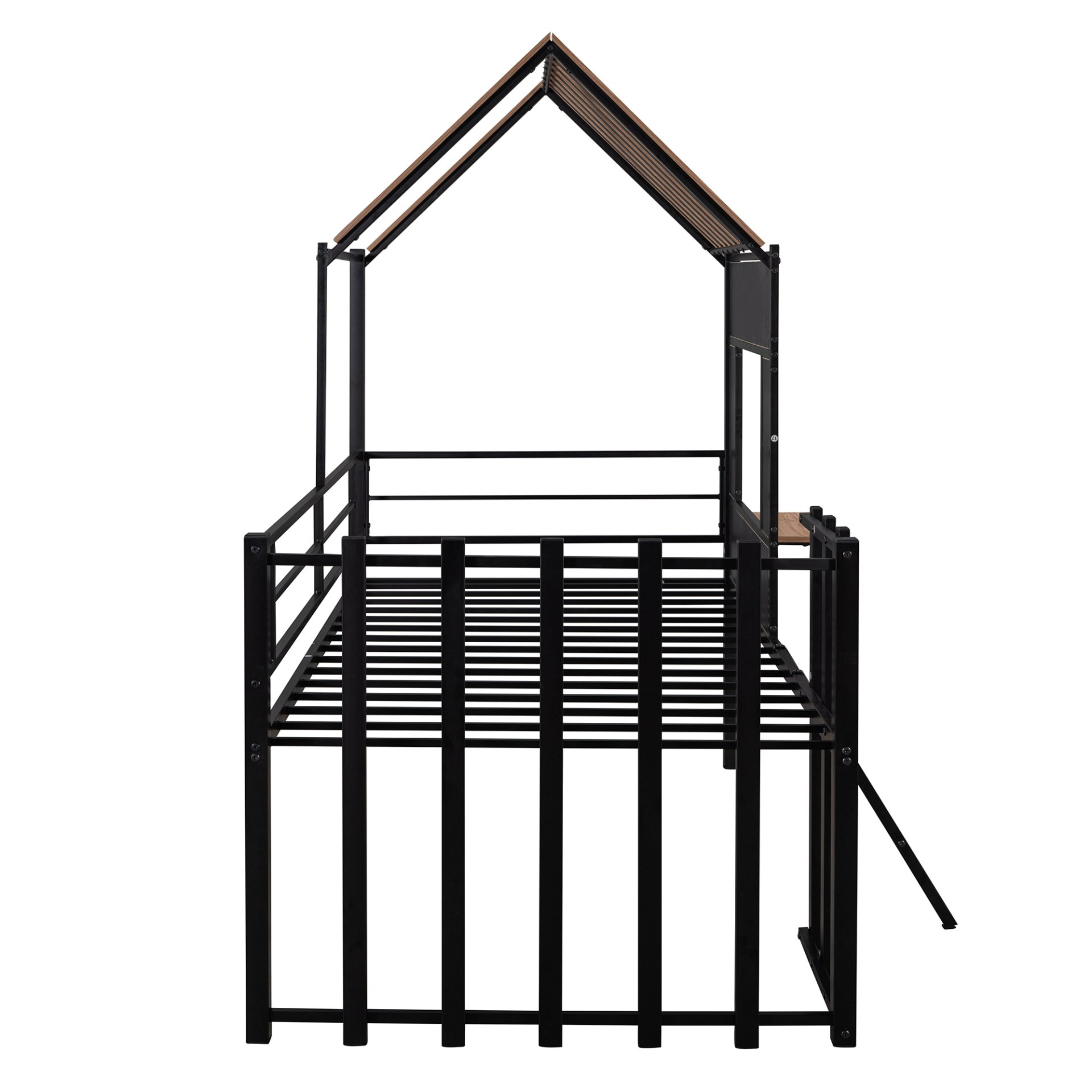 Twin Size Loft Bed With Roof, Window, Guardrail, Ladder - Black - Image 8