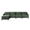 Stylish Four Seater Sofa With Movable Ottoman Ergonomic Design Wooden Base - Green - Image 22