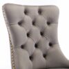 Nikki - Modern, High-End Tufted Solid Wood Contemporary Velvet Upholstered Dining Chair With Golden Stainless Steel Plating Legs, Nailhead Trim (Set of 2) - Gray / Gold - Image 8