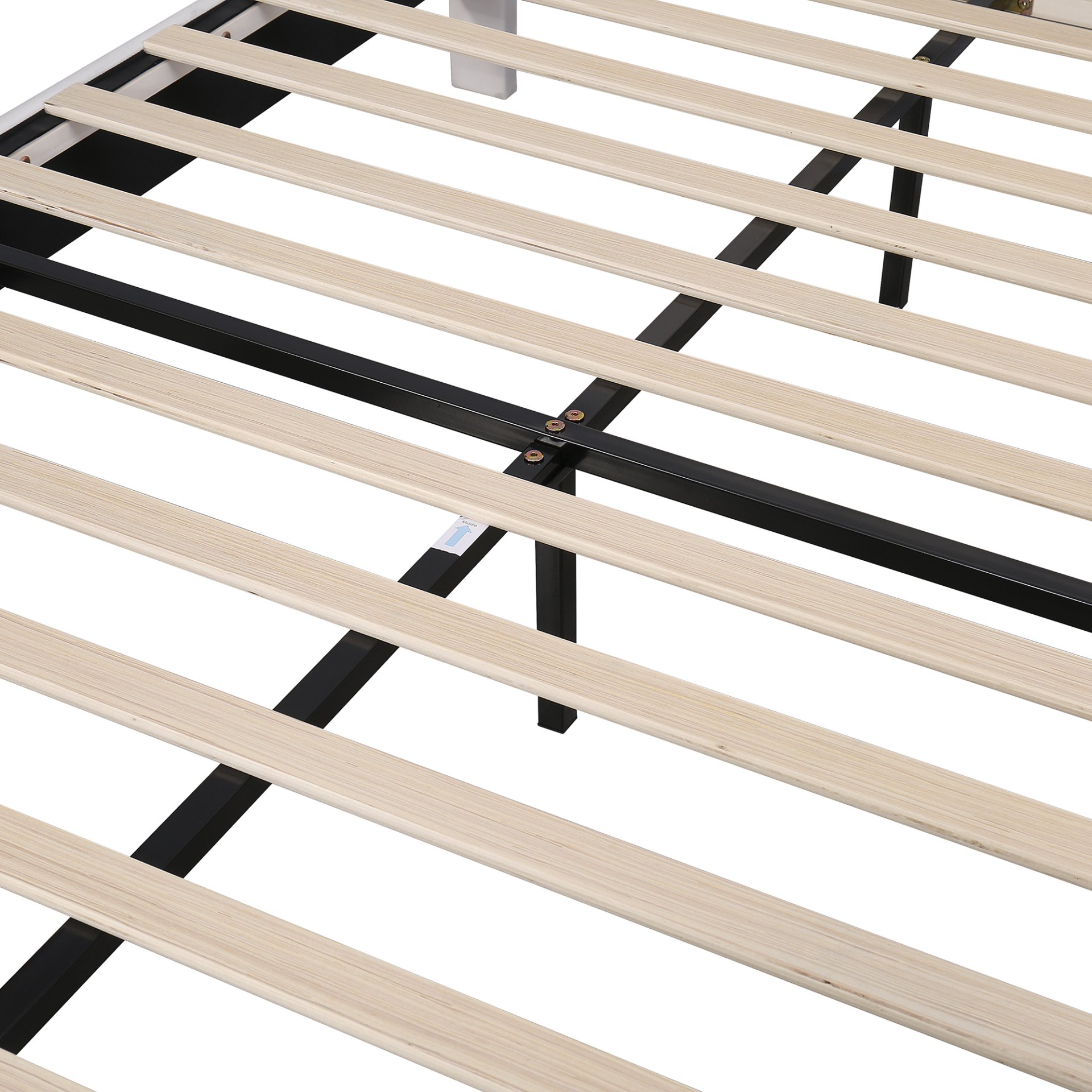 Queen Size Upholstered Platform Bed With Flower Pattern Headboard - Beige - Image 8