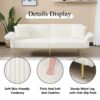 Corduroy Foldable Double Sofa Bed With Folding Armrests For Living Rooms And Small Spaces - White - Image 6