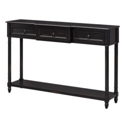 Console Table Sofa Table With Drawers For Entryway With Projecting Drawers And Long Shelf - Espresso
