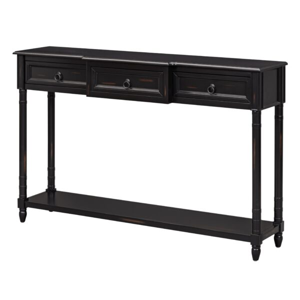 Console Table Sofa Table With Drawers For Entryway With Projecting Drawers And Long Shelf - Espresso