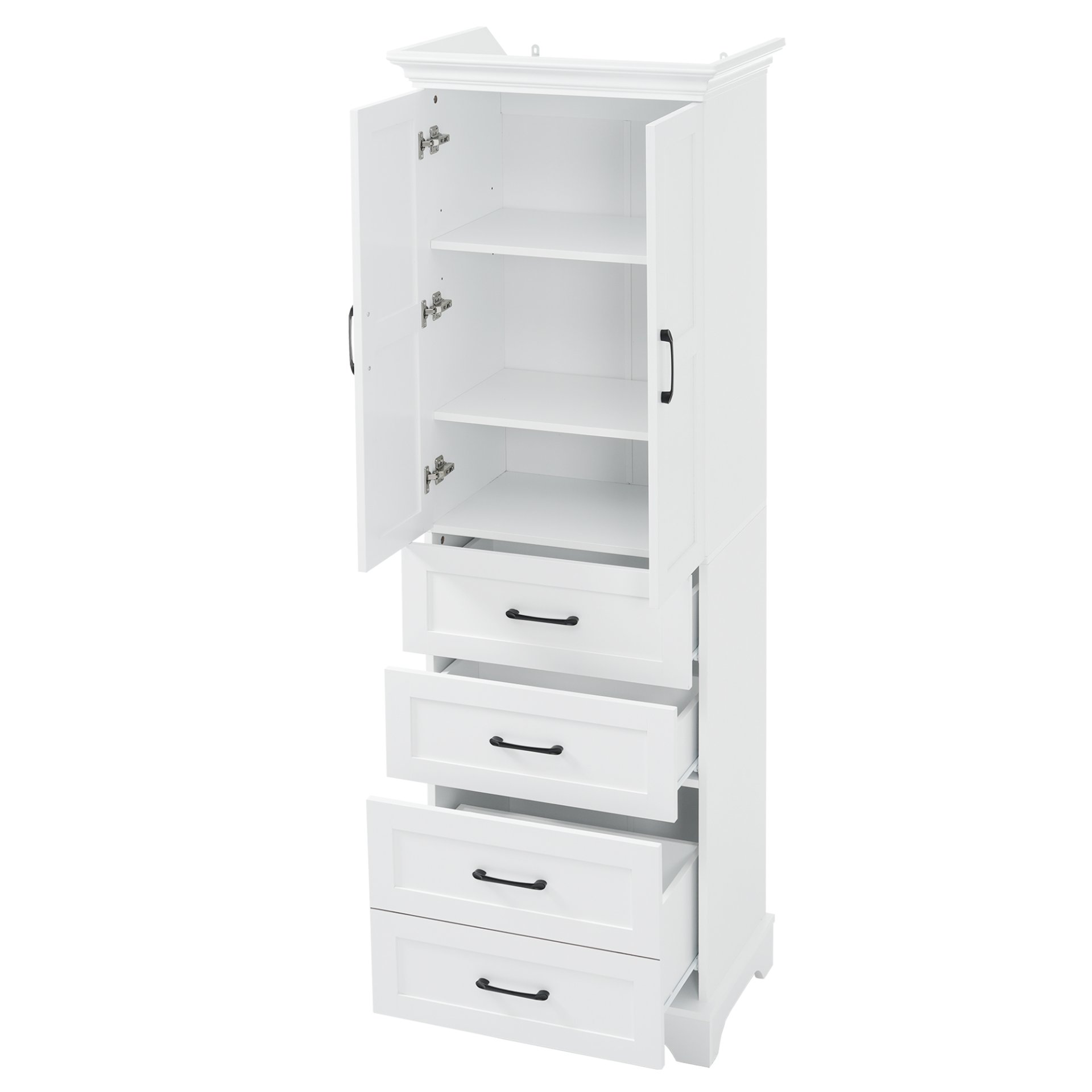 Bathroom Vanity With 2 Damping Hinge Doors, 3 Drawers, Adjustable Shelves - White - Image 12