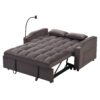 Modern Velvet Loveseat Futon Sofa W / Pullout Bed, Adjustable Reclining Backrest, Toss Pillows - Dark Gray - Image 6