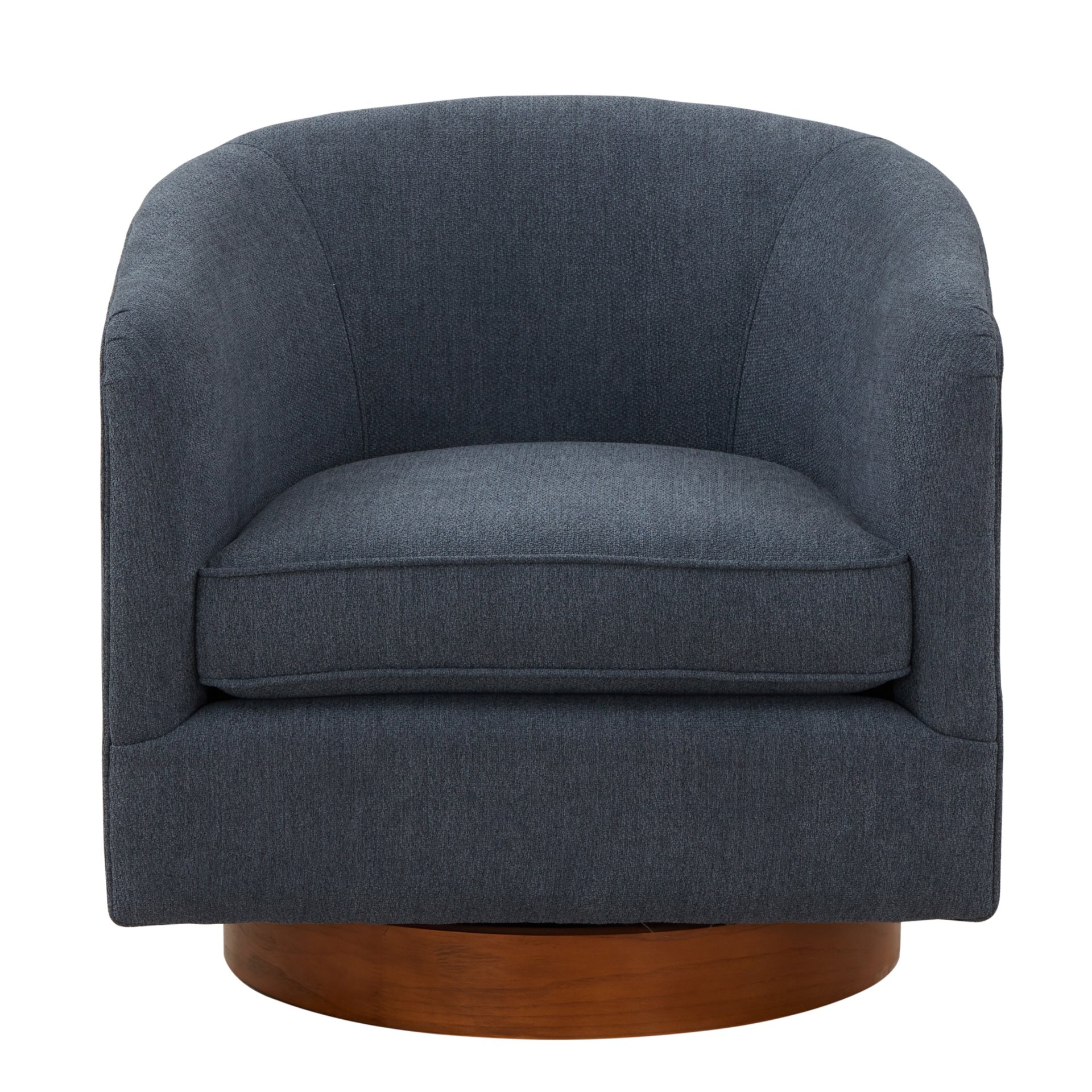 Miramar - Chenille Swivel Chair With Wooden Base And Plush Cushion - Blue - Image 13