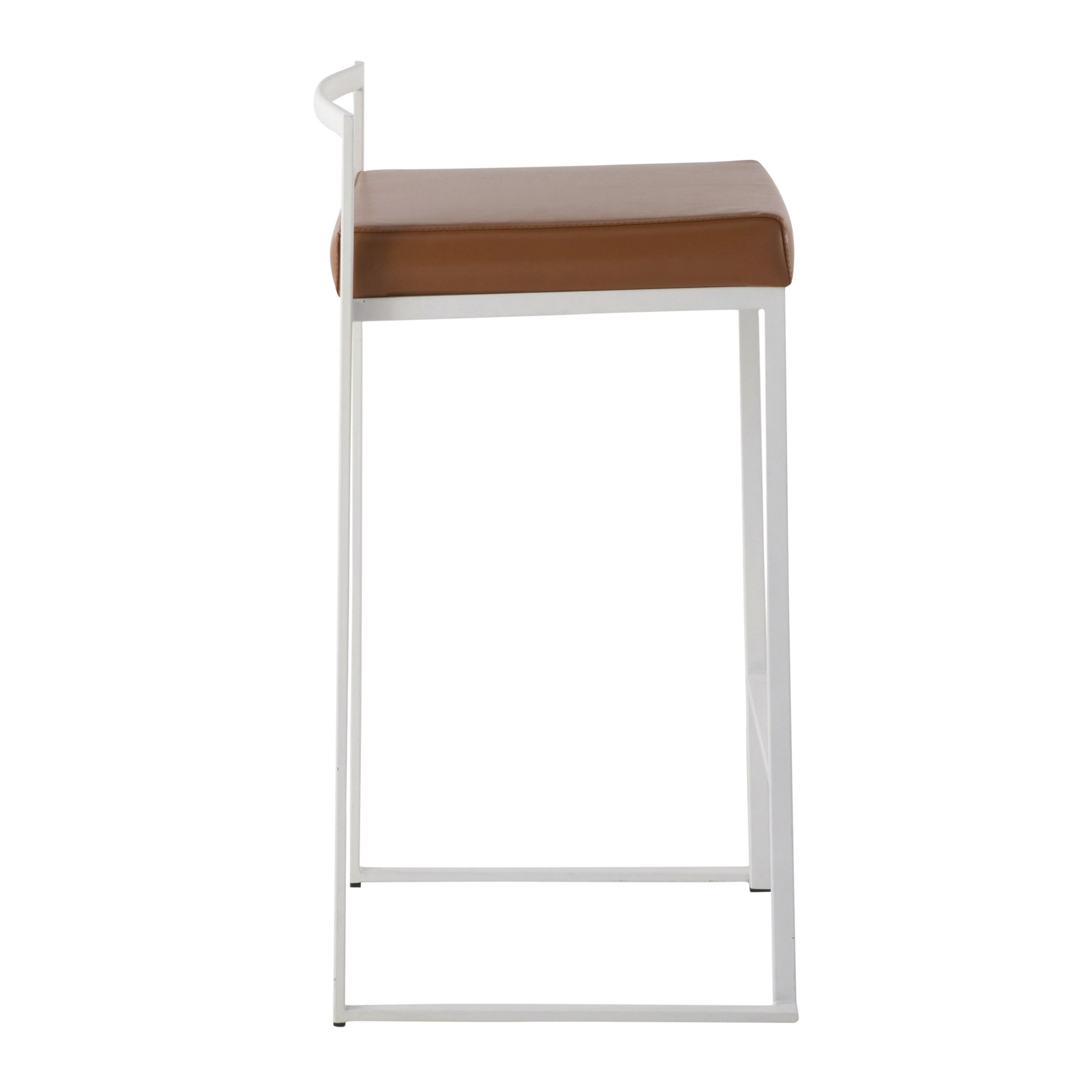 Fuji - Contemporary Stackable Counter Stool (Set of 2) - White / Camel - Image 3