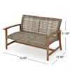 Outdoor Rattan Loveseat With Wooden Legs - Brown - Image 3