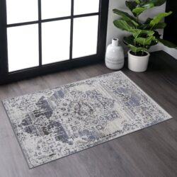 Payas - 2' X 3' Medallion Area Rug - Cream / Blue