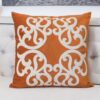 Dora - Vintage Vine Pillow Cover With Matching Back And Hidden Zipper - Orange - Image 3