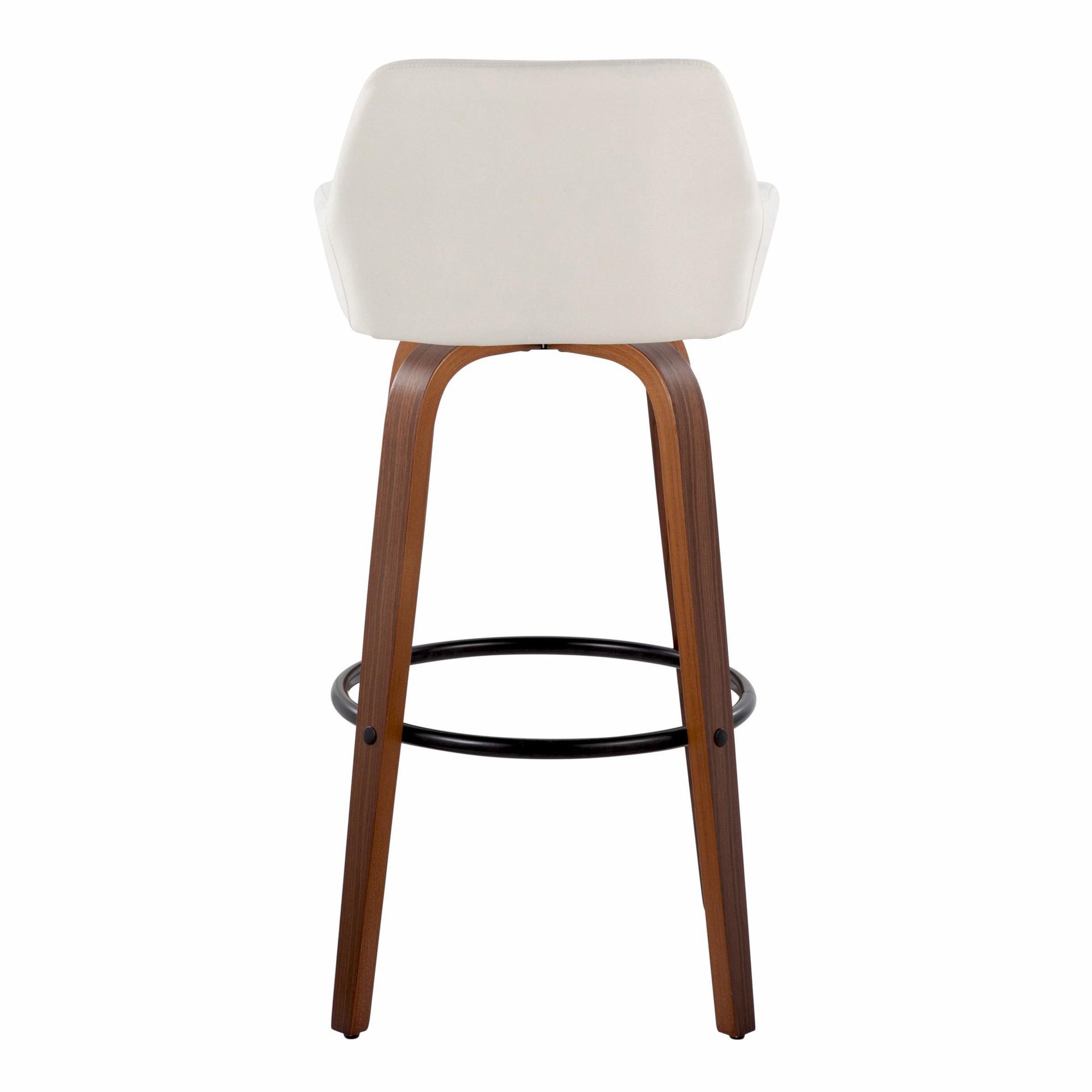 Daniella - Contemporary Fixed Height Barstool With Swivel And Round Footrest (Set of 2) - Walnut / Cream - Image 4