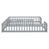 Double Twin Floor Bed With Fence, Guardrails, Without Door - Gray - Image 16