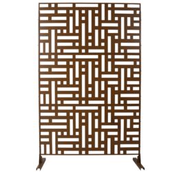 Outdoor & Indoor Privacy Screen Metal Privacy Screen, Freestanding Decorative Privacy Screen - Brown