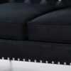 Wide Sofa With Jeweled Buttons Square Arm, 2 Pillows - Black - Image 6