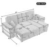 Reversible Sleeper Sectional Sofa Bed With Side Shelf And 2 Stools, Pull-Out L-Shaped Sofa Bed, Corner Sofa-Bed With Storage Chaise Left / Right Hande For Living Room - Knox Charcoal - Image 3