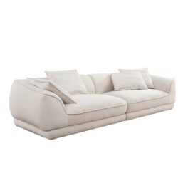 Nordic Modern Sofa With Removable Pillowcase, French Velvet Fabric, Solid Wood Frame, High Density Sponge Filling, 4 Throw Pillows - Beige